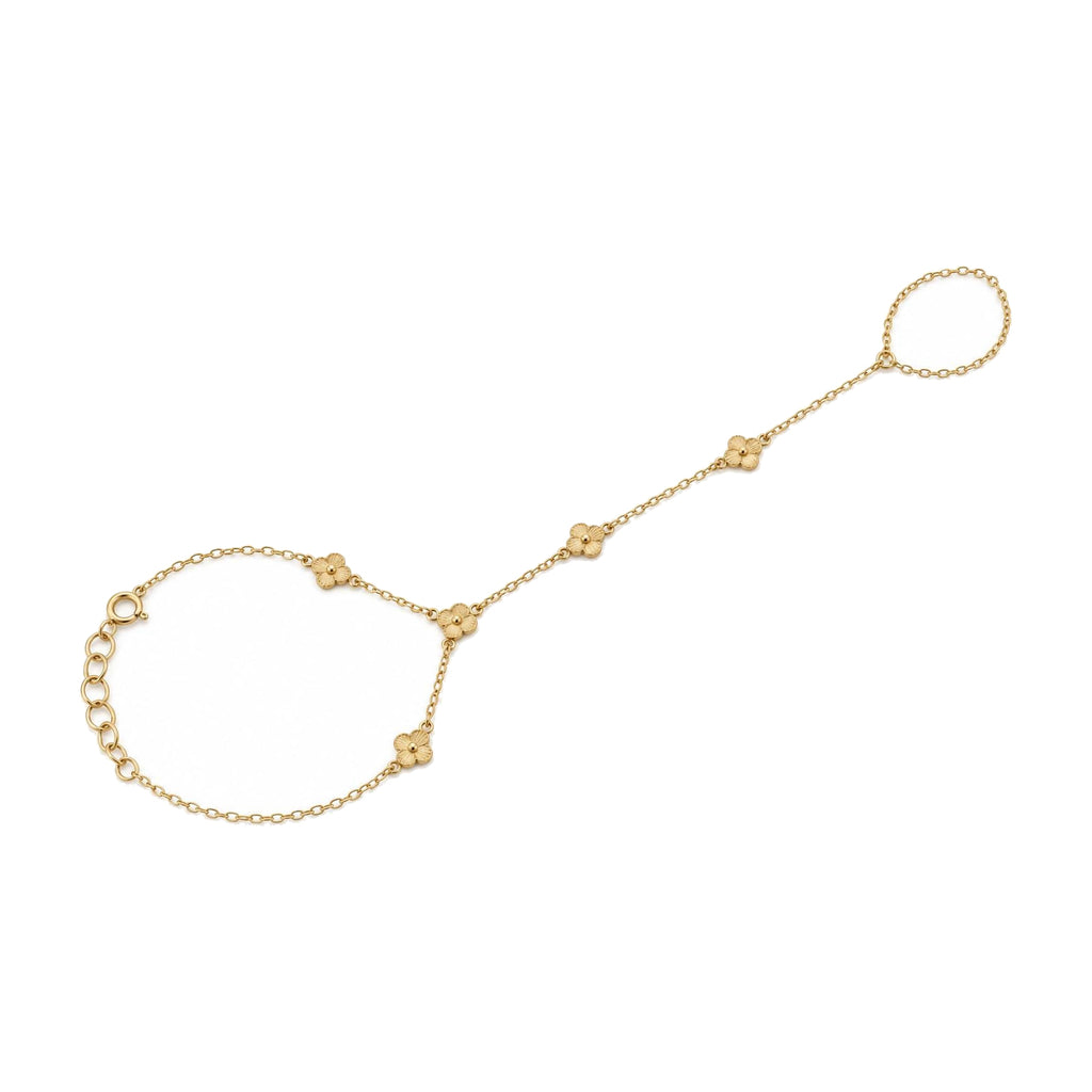 "Clover Flower" Hand Chain - 14k Yellow Gold