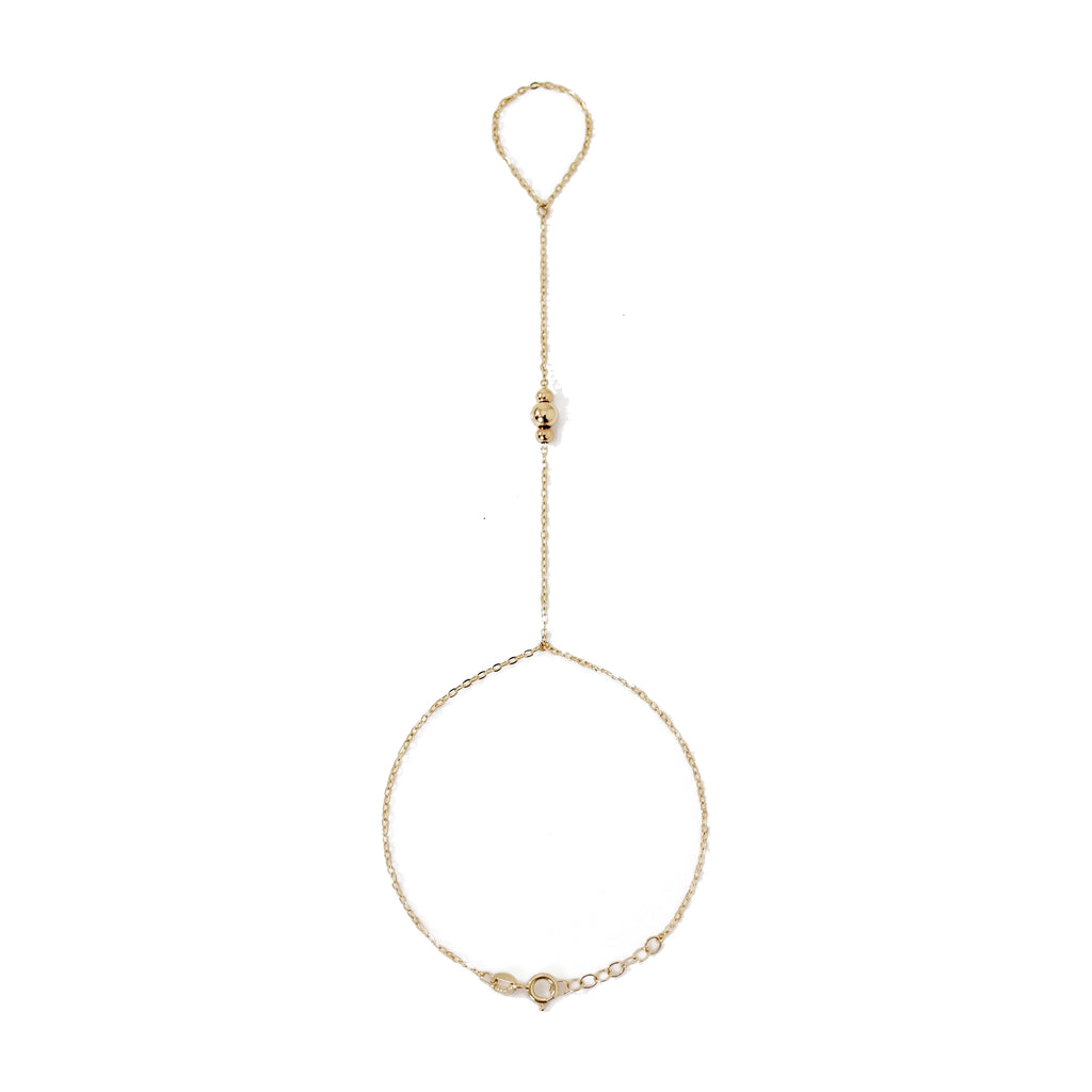 "Three Bead" Hand Chain - 14k Yellow Gold
