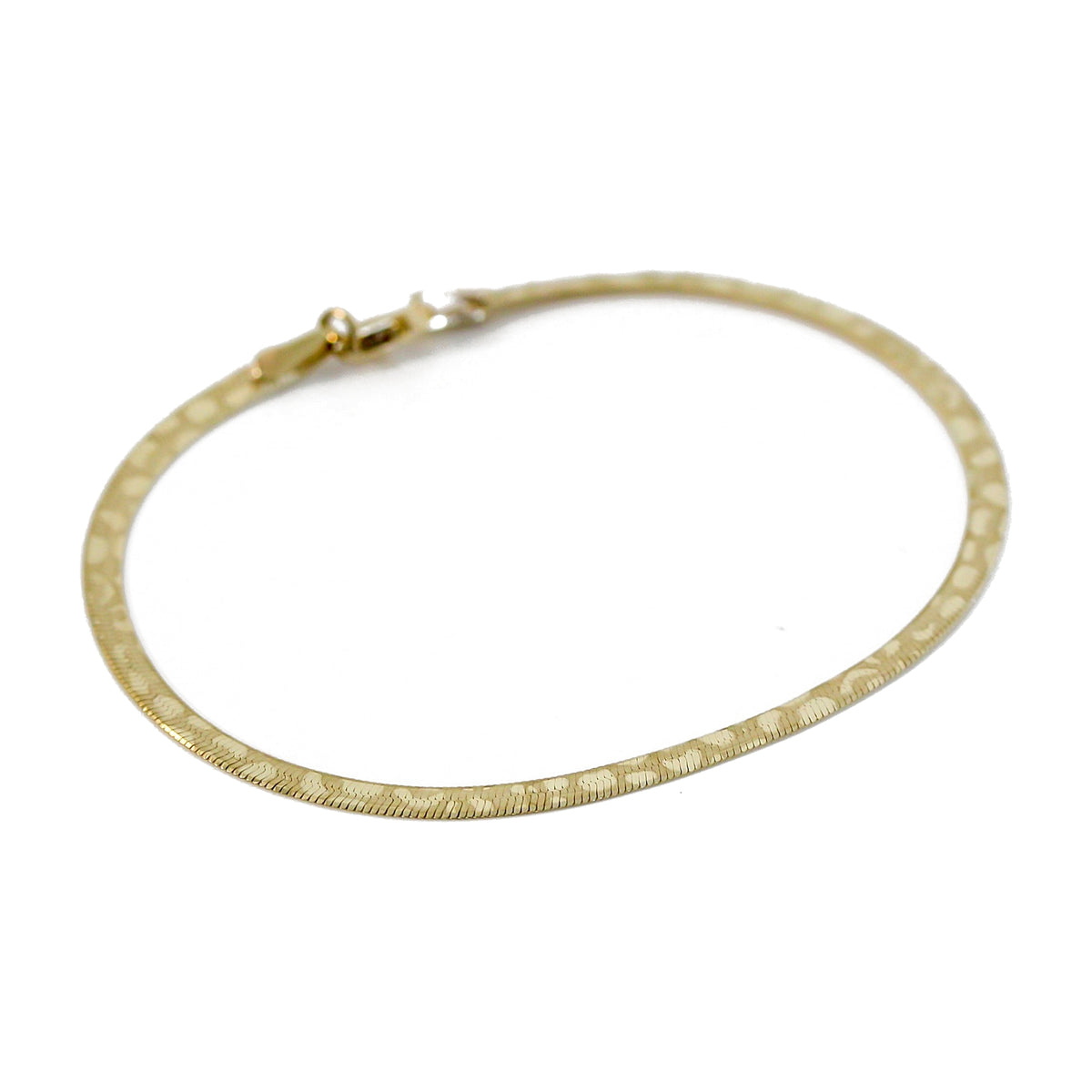 Leopard print herringbone bracelet in 10k solid gold