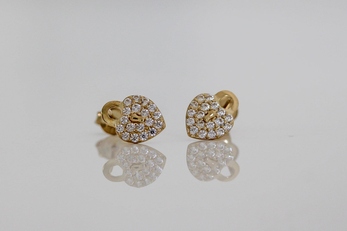"CZ Heart Padlock" Baby Jewelry Set - 14k Gold