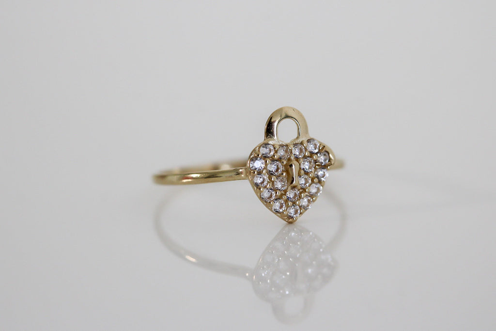 "CZ Heart Padlock" Baby Jewelry Set - 14k Gold