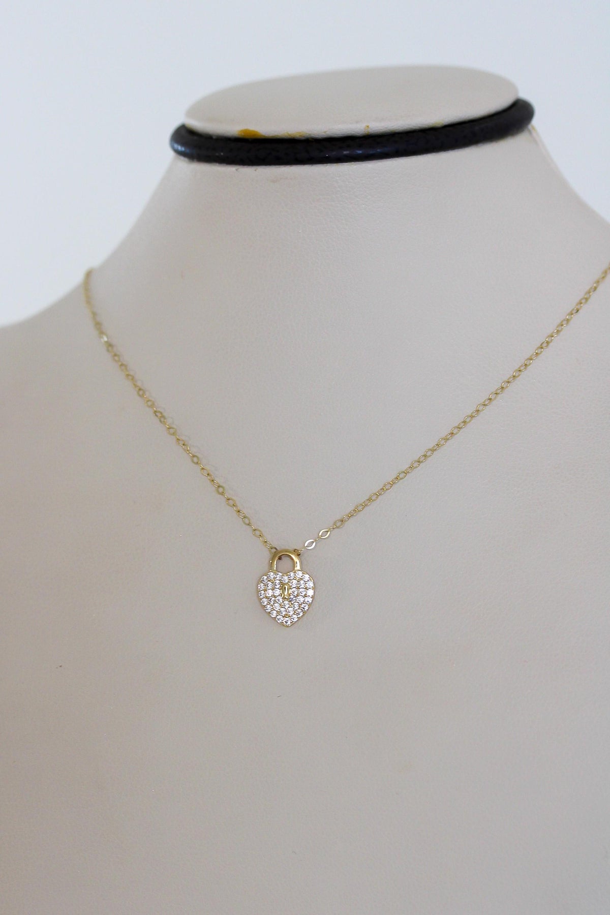 "CZ Heart Padlock" Baby Jewelry Set - 14k Gold