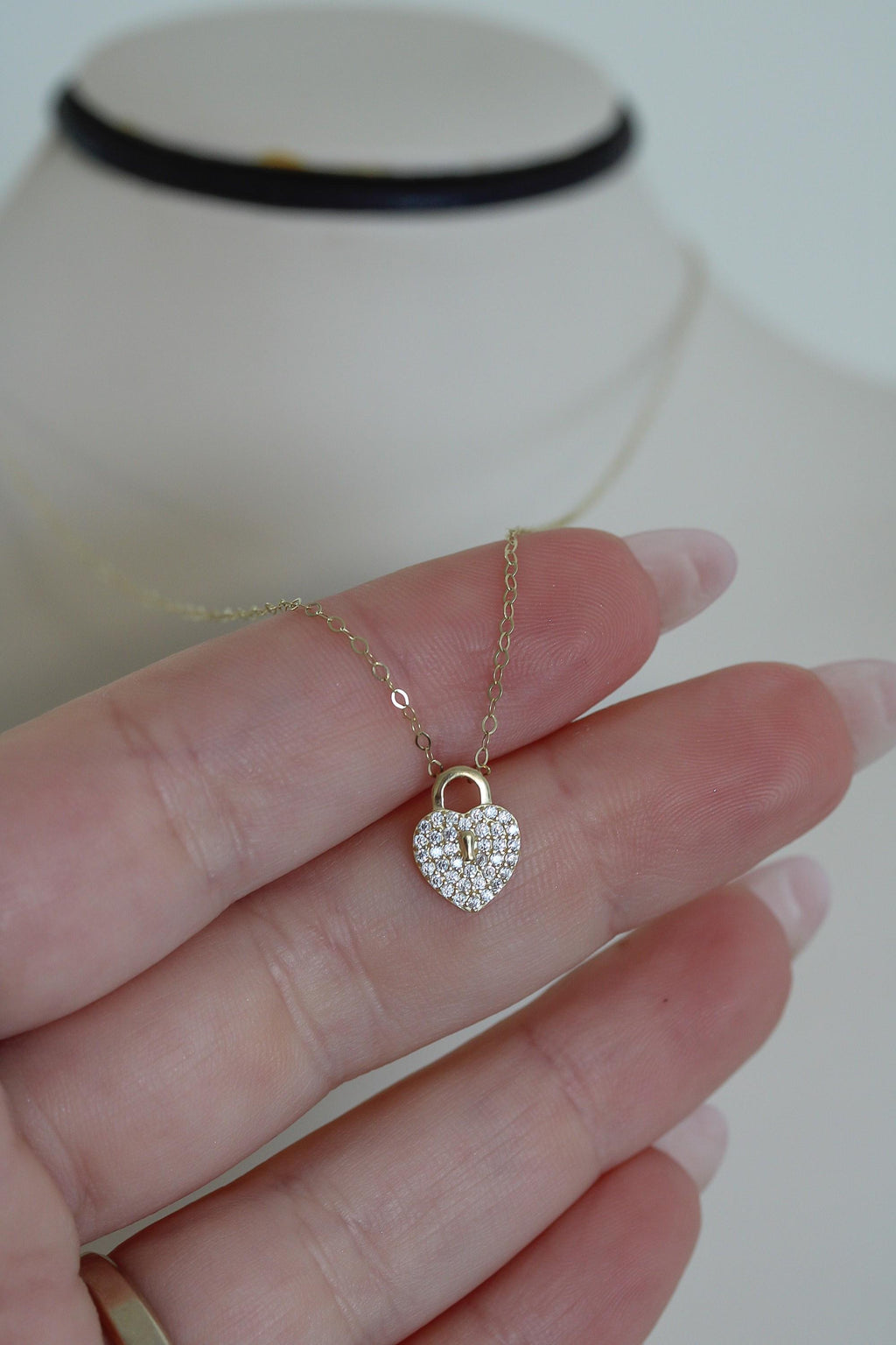 "CZ Heart Padlock" Baby Jewelry Set - 14k Gold