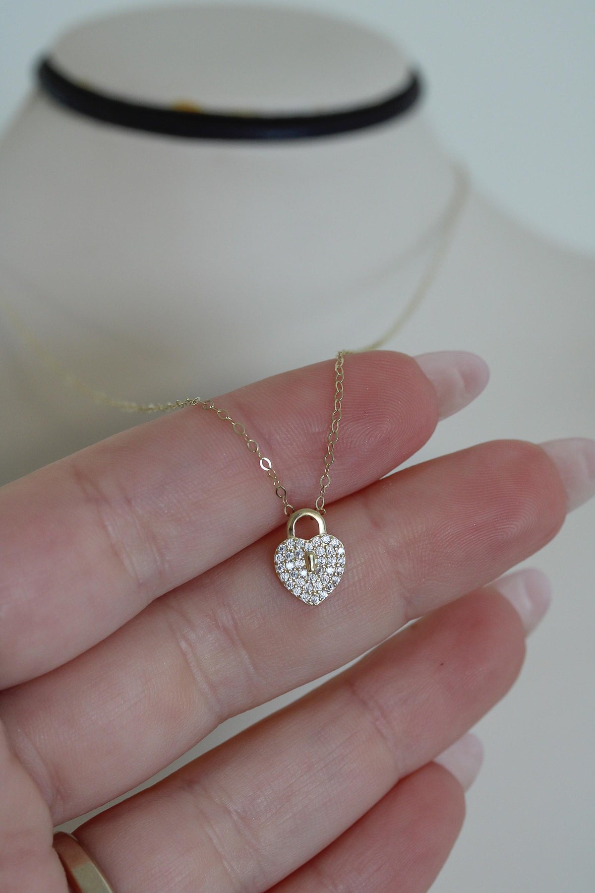 "CZ Heart Padlock" Baby Jewelry Set - 14k Gold