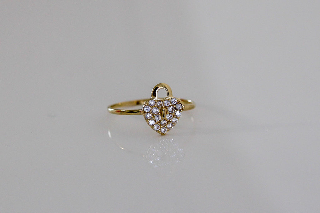 "CZ Heart Padlock" Baby Jewelry Set - 14k Gold