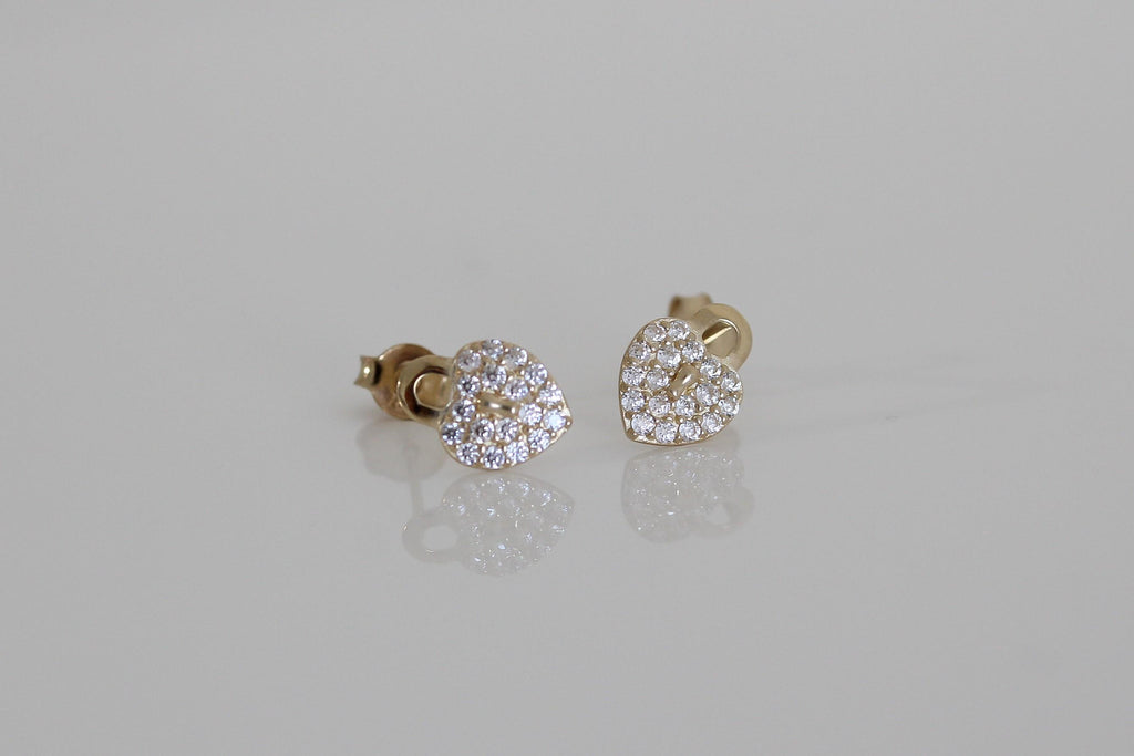 "CZ Heart Padlock" Baby Jewelry Set - 14k Gold