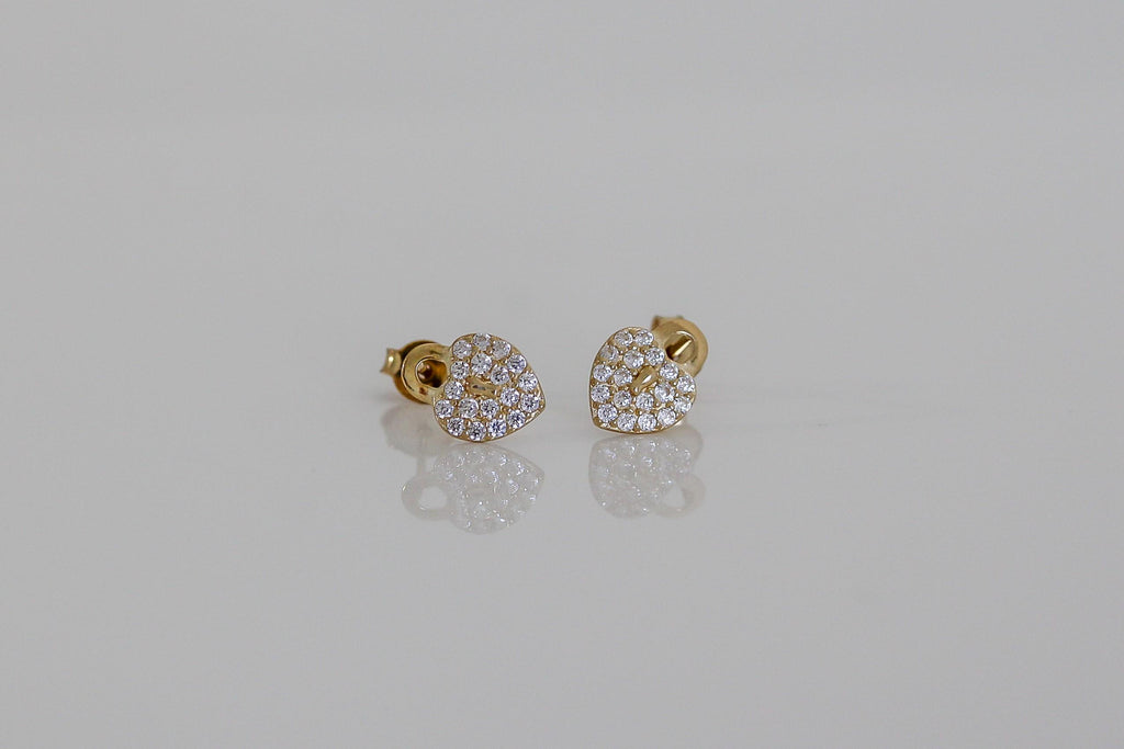 "CZ Heart Padlock" Baby Jewelry Set - 14k Gold