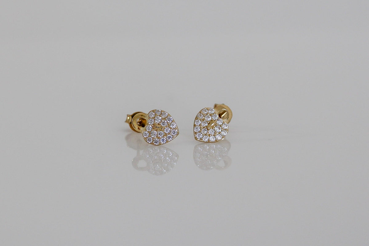 "CZ Heart Padlock" Baby Jewelry Set - 14k Gold