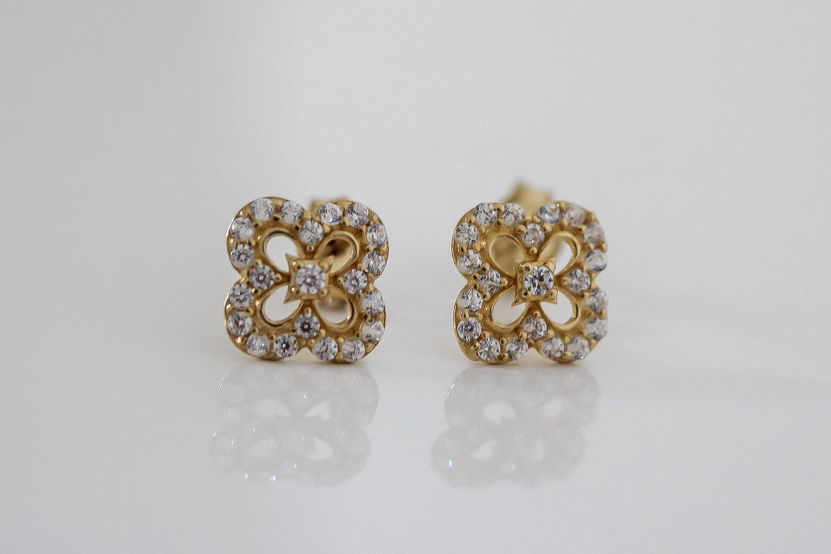 "Clover CZ" Jewelry Set - 14k Yellow Gold