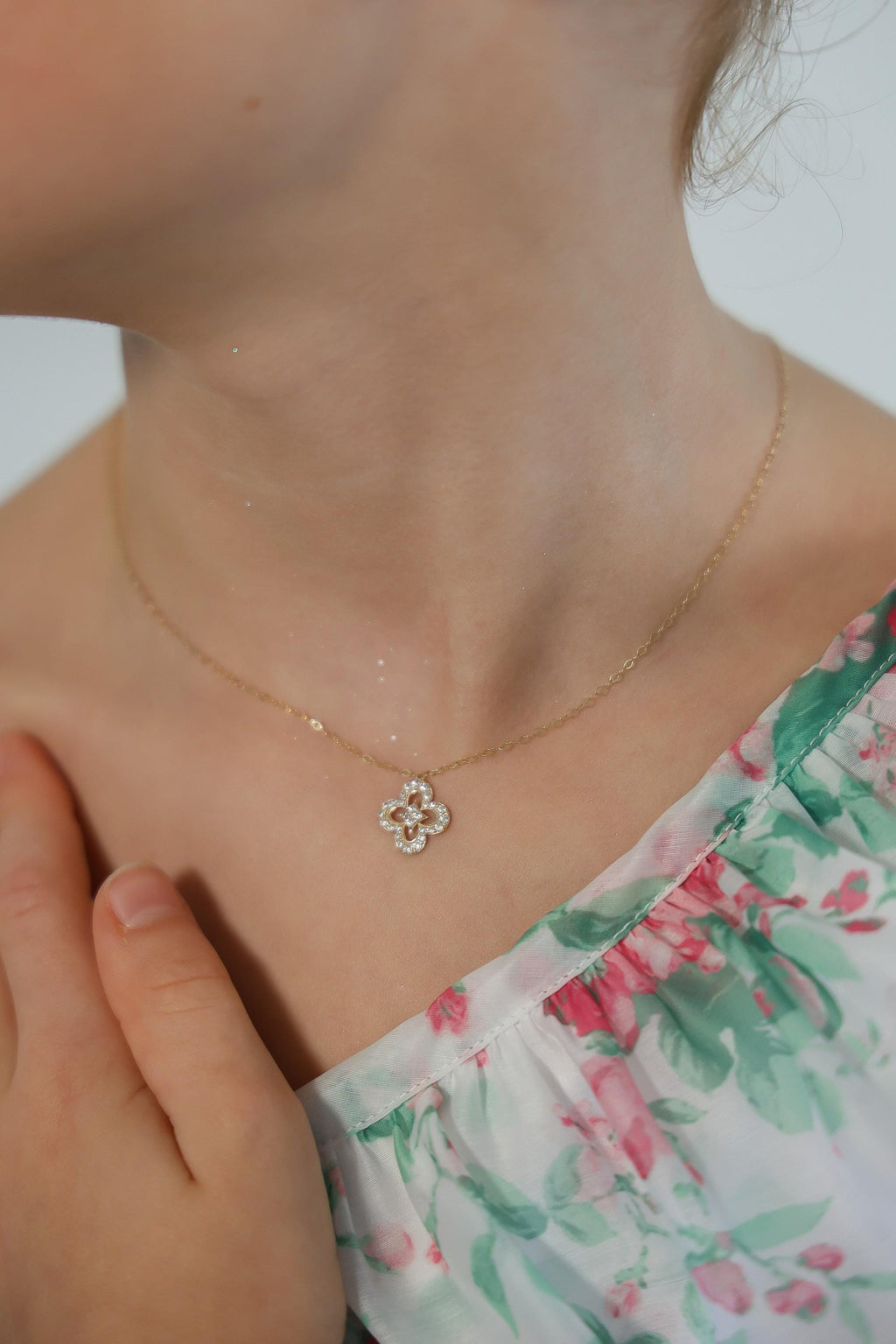 "Clover CZ" Jewelry Set - 14k Yellow Gold