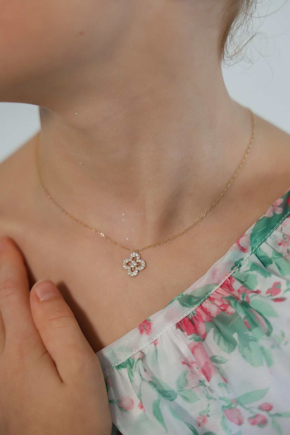 "Clover CZ" Jewelry Set - 14k Yellow Gold