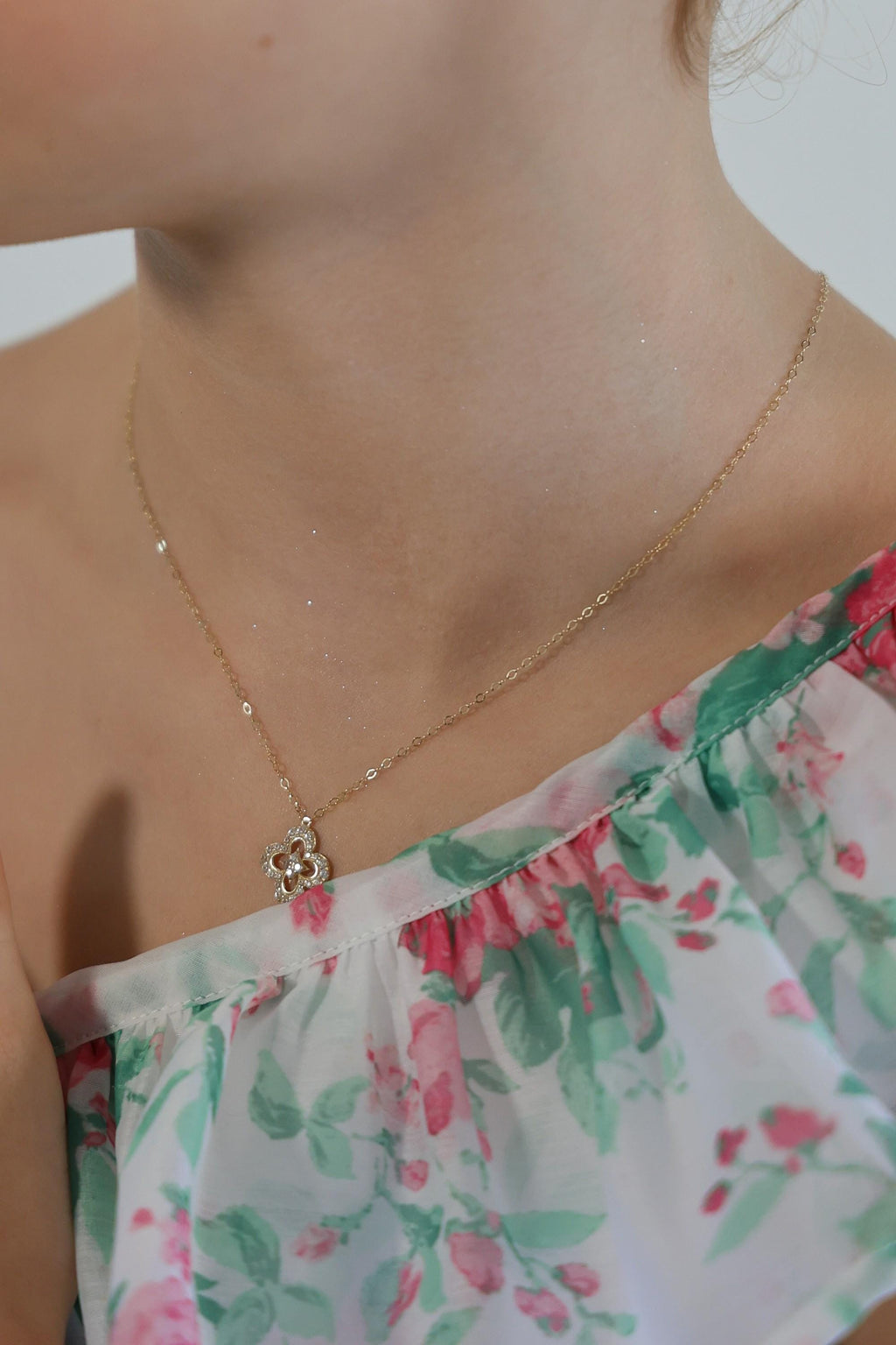 "Clover CZ" Jewelry Set - 14k Yellow Gold