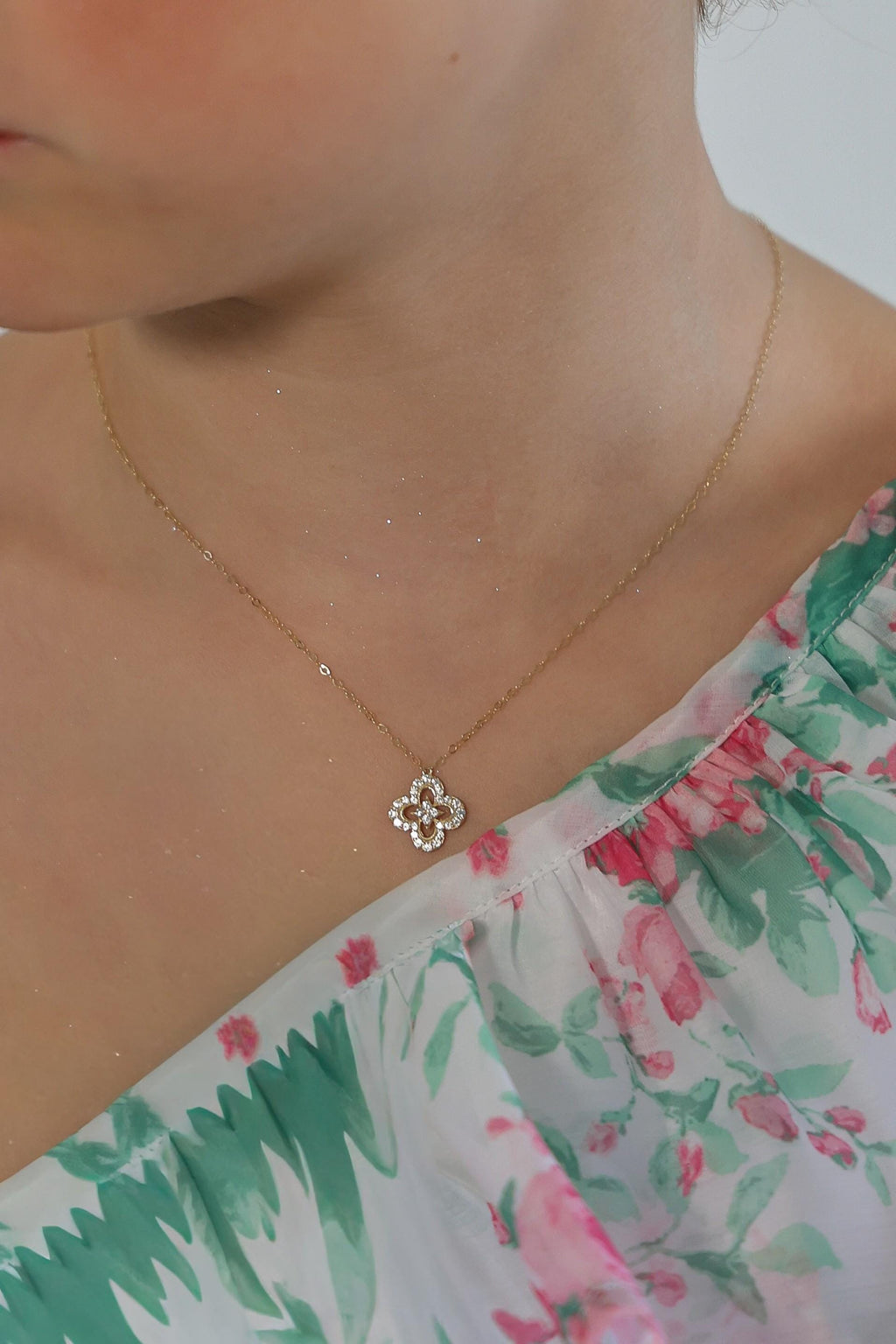 "Clover CZ" Jewelry Set - 14k Yellow Gold