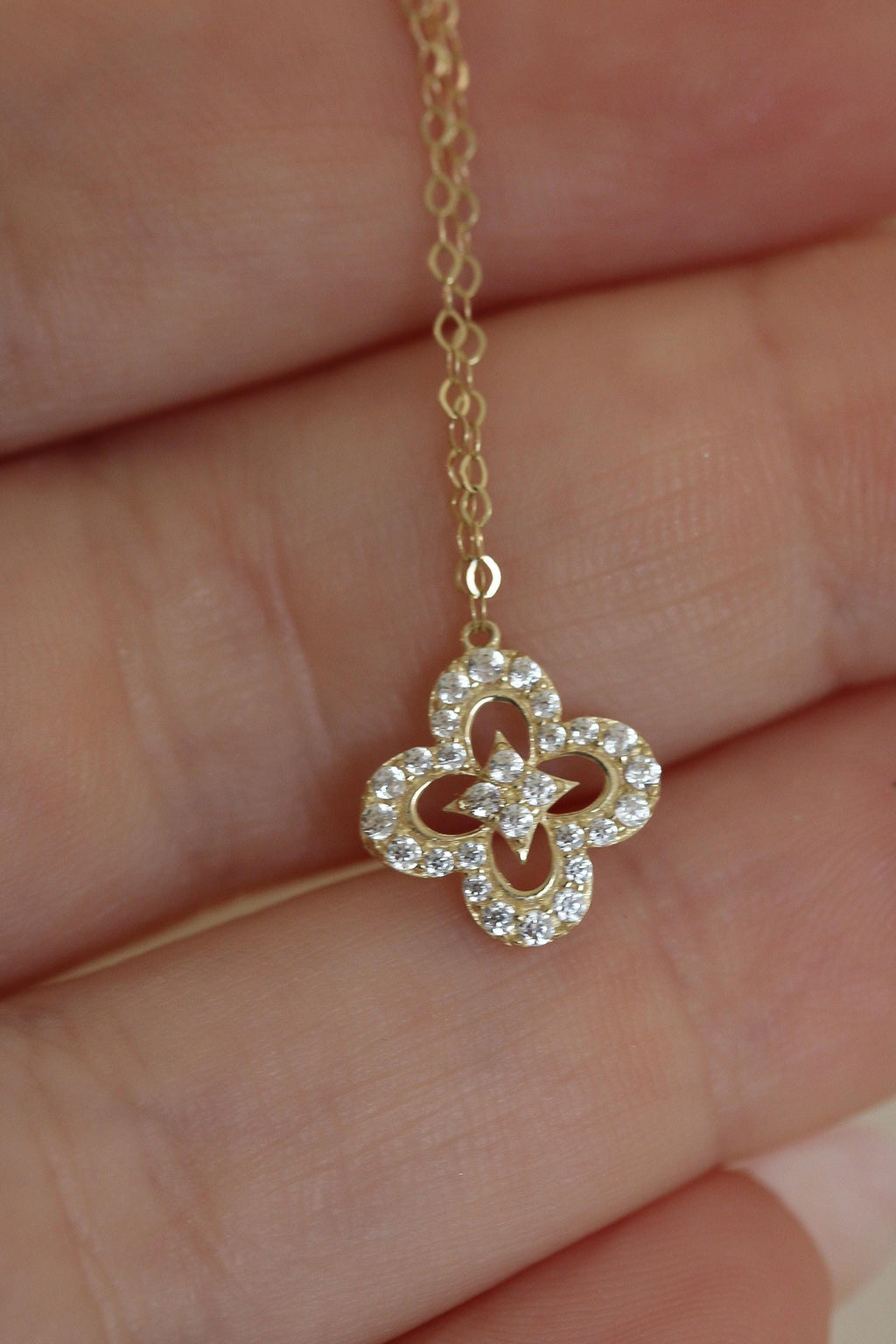 "Clover CZ" Jewelry Set - 14k Yellow Gold
