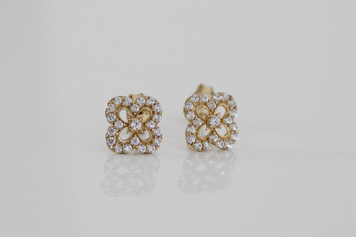 "Clover CZ" Jewelry Set - 14k Yellow Gold