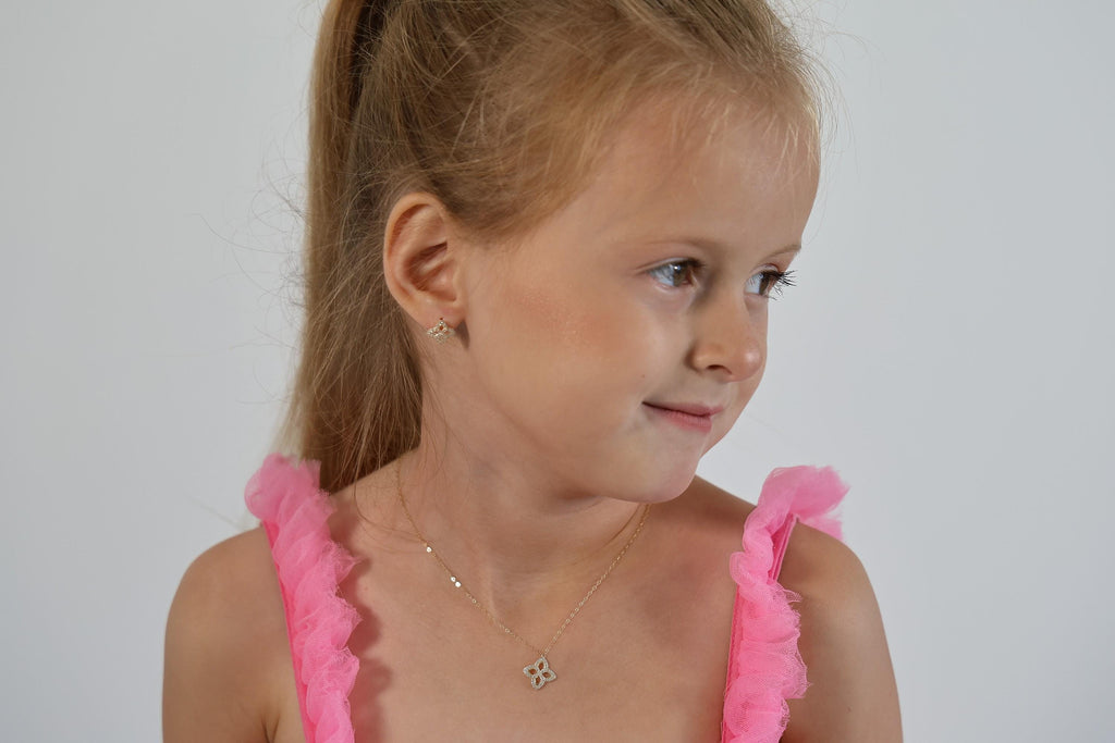 "Star Flower CZ" Baby Jewelry Set - 14k Gold