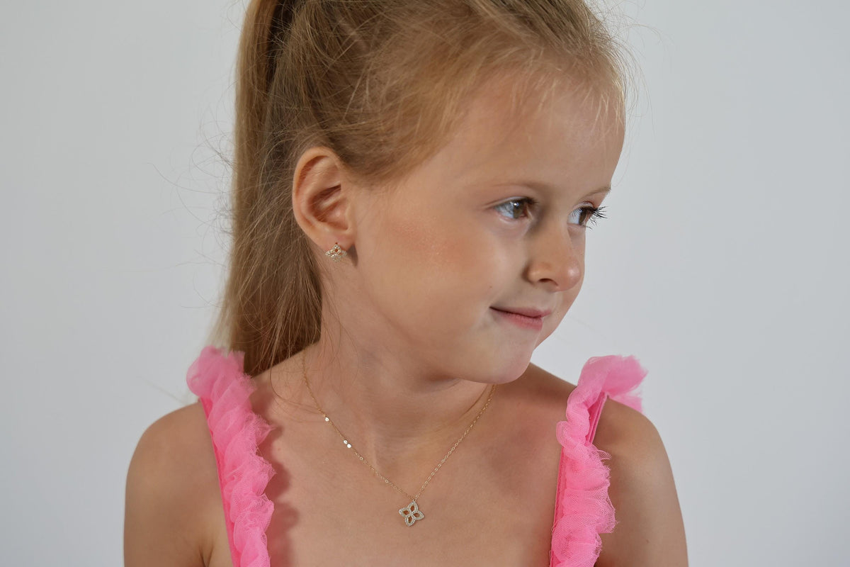 "Star Flower CZ" Baby Jewelry Set - 14k Gold