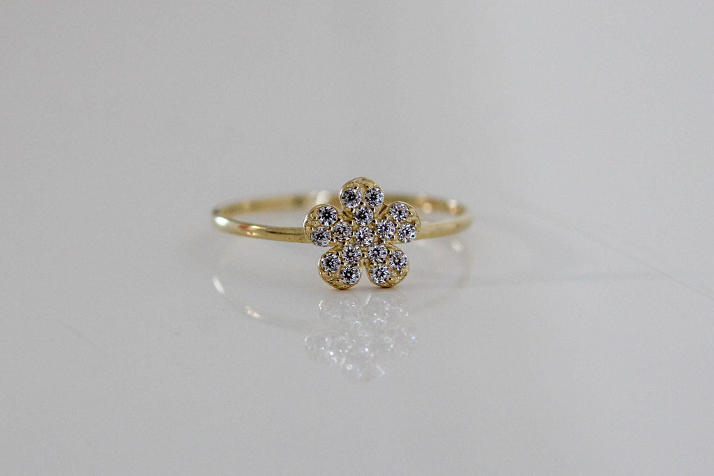 "CZ Pave Flower" Baby Jewelry Set - 14k Gold