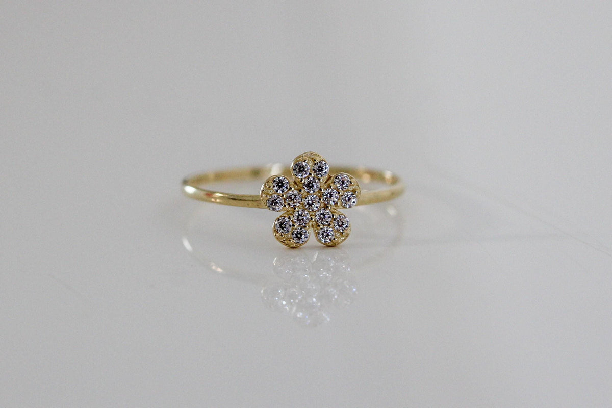 "CZ Pave Flower" Baby Jewelry Set - 14k Gold