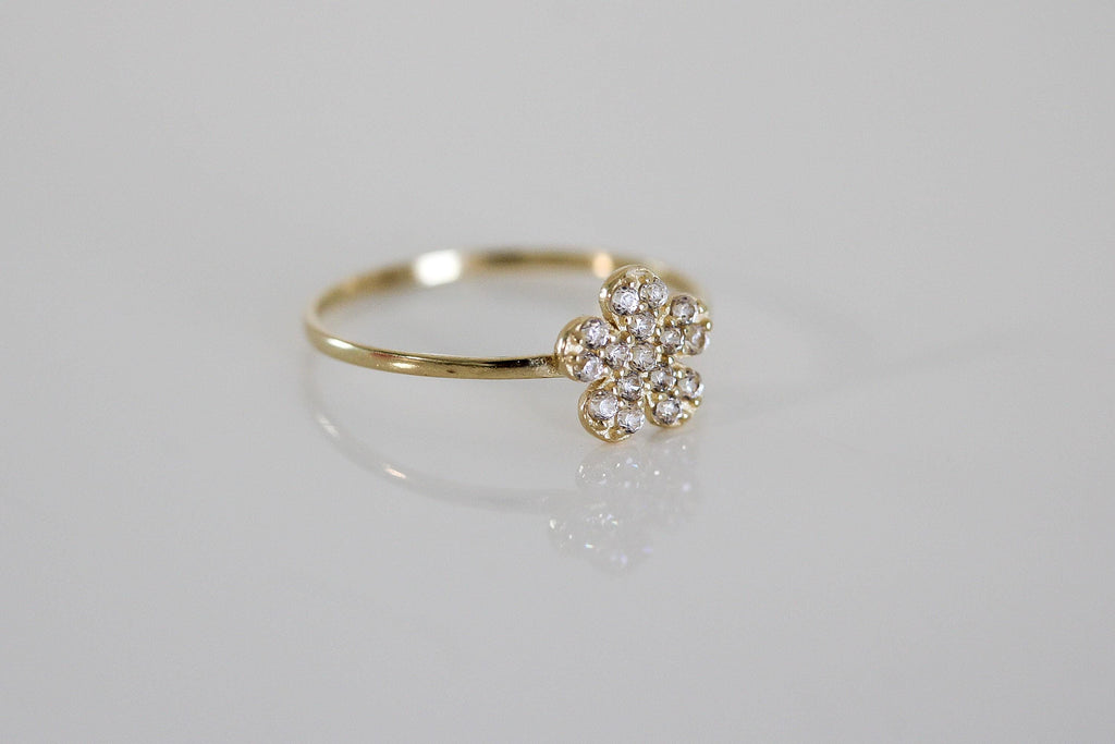 "CZ Pave Flower" Baby Jewelry Set - 14k Gold