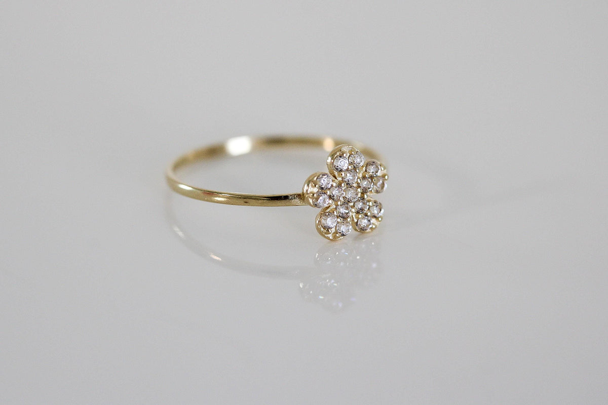 "CZ Pave Flower" Baby Jewelry Set - 14k Gold