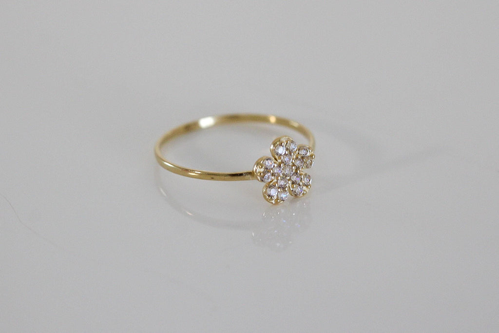 "CZ Pave Flower" Baby Jewelry Set - 14k Gold