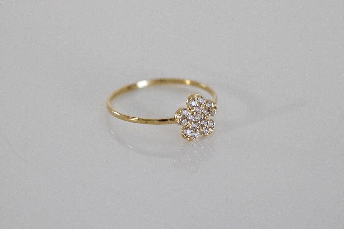 "CZ Pave Flower" Baby Jewelry Set - 14k Gold