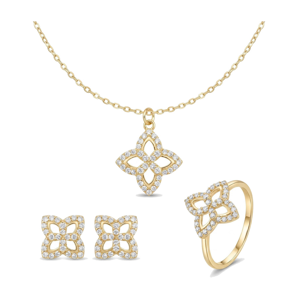 "Star Flower CZ" Baby Jewelry Set - 14k Gold