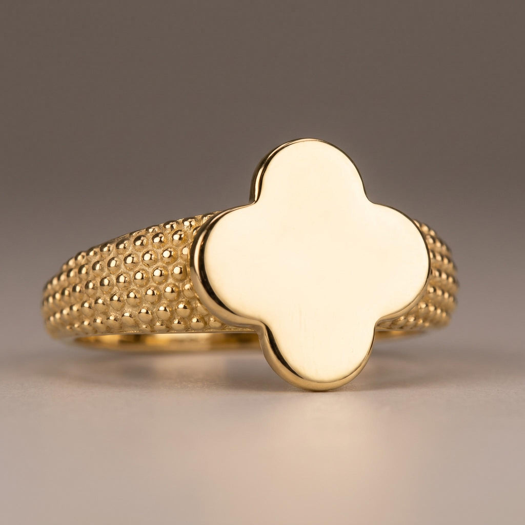 "Stippled Clover" Ring - 10k Yellow Gold