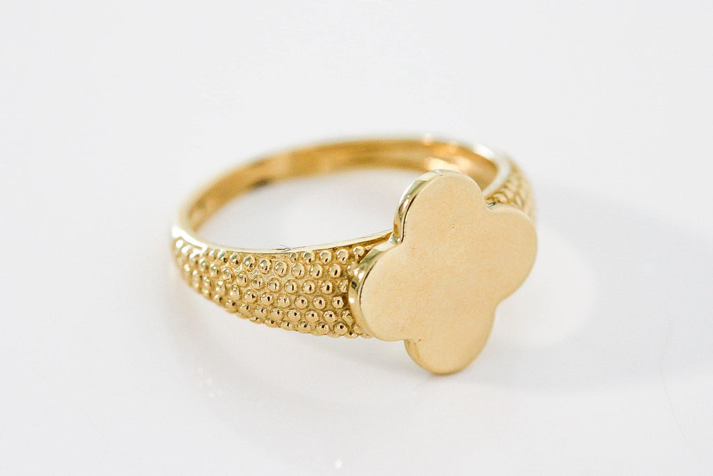 "Stippled Clover" Ring - 10k Yellow Gold