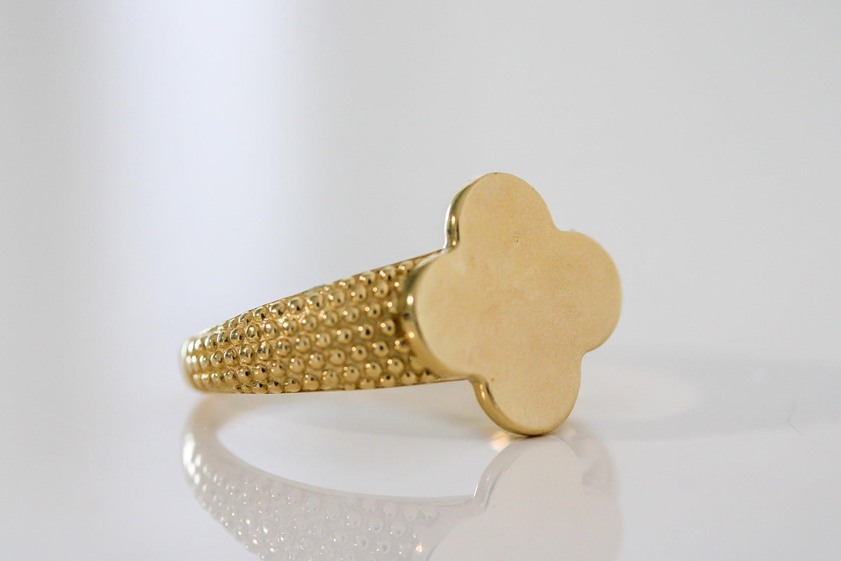 "Stippled Clover" Ring - 10k Yellow Gold