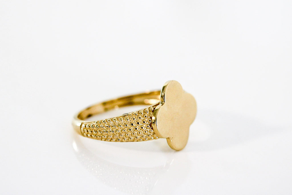 "Stippled Clover" Ring - 10k Yellow Gold
