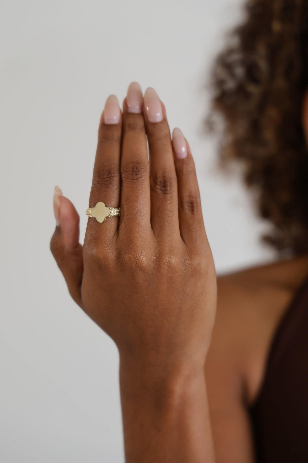 "Stippled Clover" Ring - 10k Yellow Gold