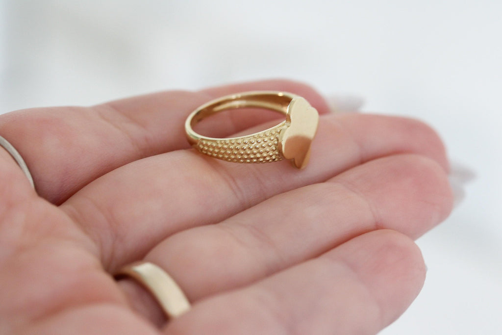 "Stippled Clover" Ring - 10k Yellow Gold