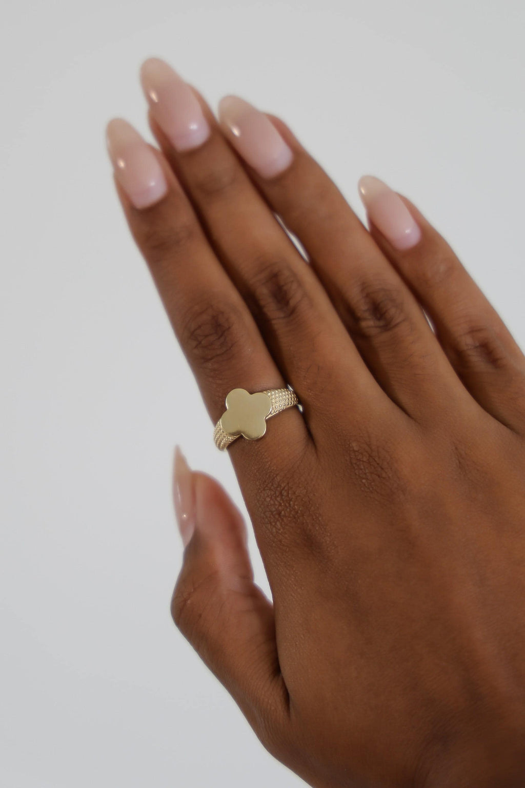 "Stippled Clover" Ring - 10k Yellow Gold