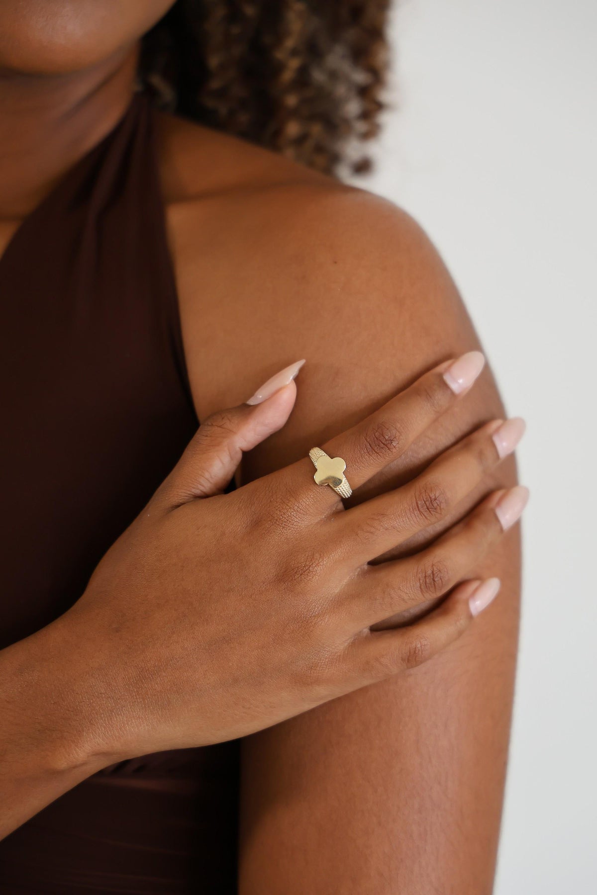 "Stippled Clover" Ring - 10k Yellow Gold