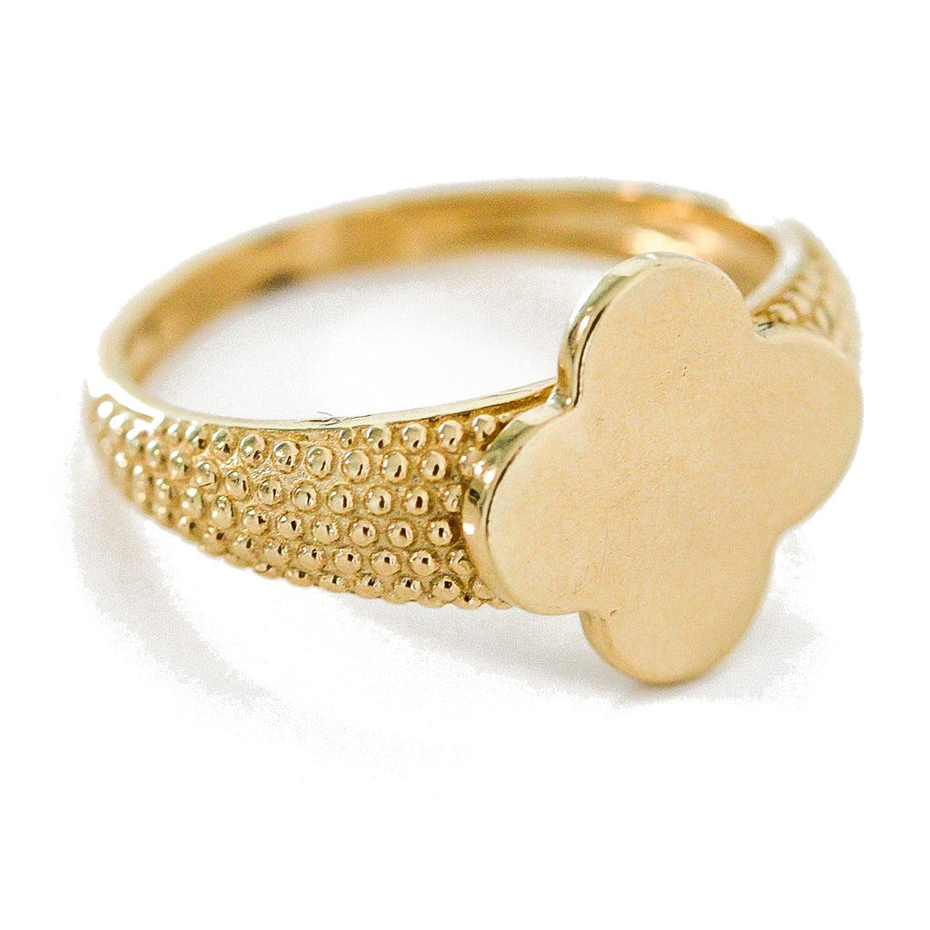 "Stippled Clover" Ring - 10k Yellow Gold
