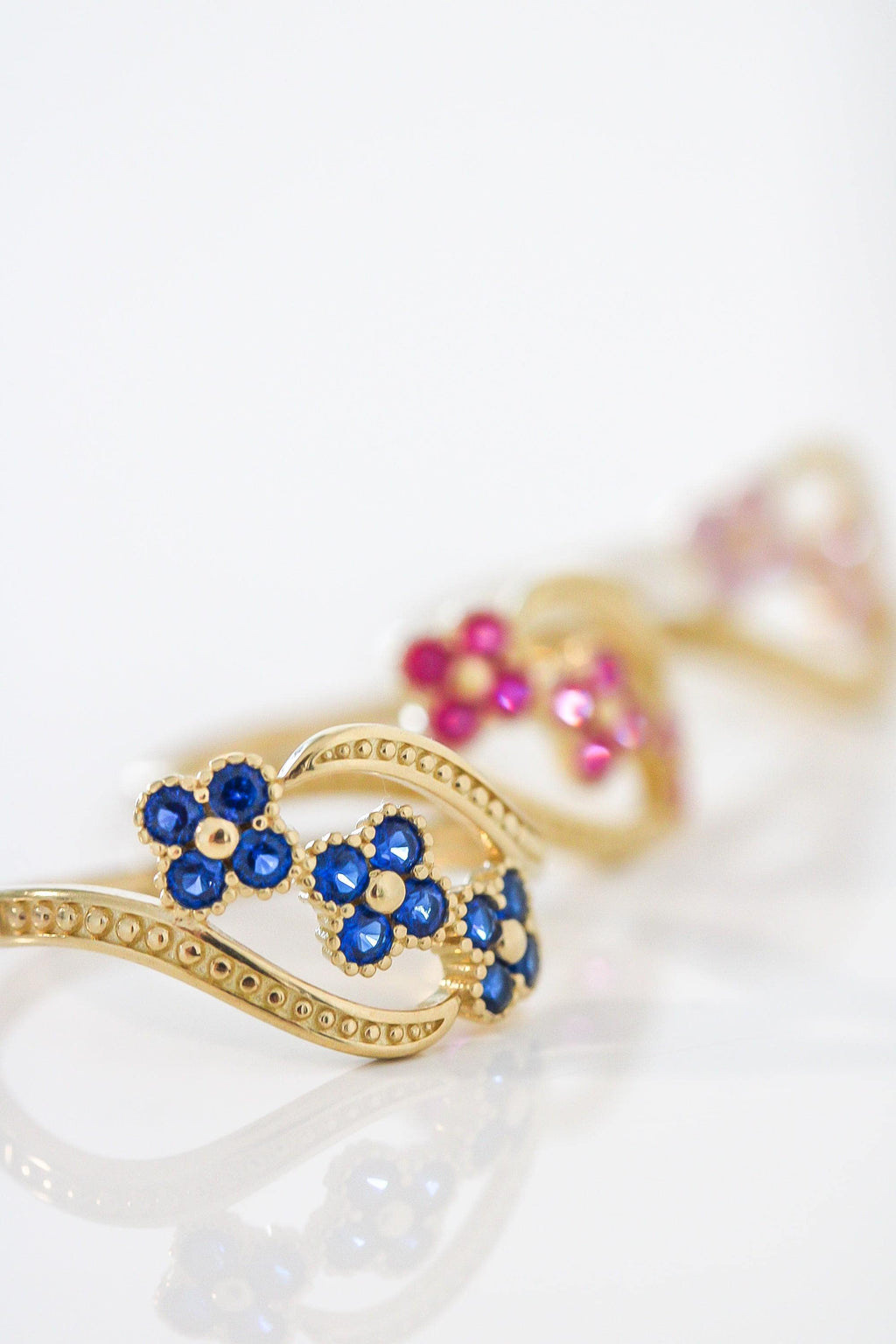 "CZ Flower" Ring - 10k Solid Yellow Gold