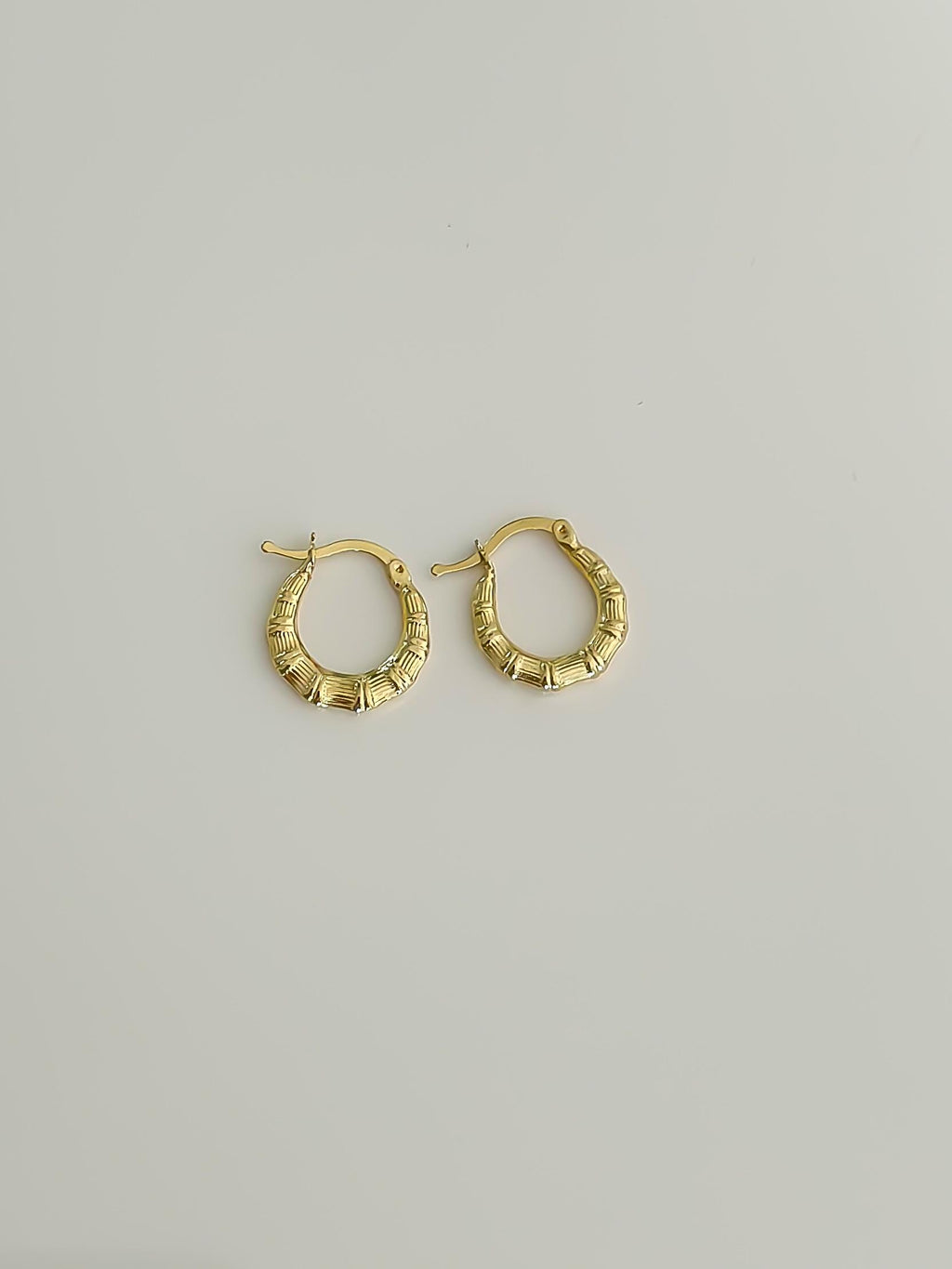 “Mini Bamboo Hoops” – 10k or 14kSolid Gold