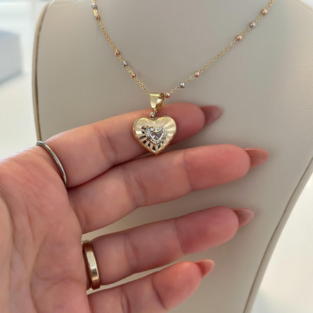 'Puffed Heart' Pendant - 14k Solid Gold