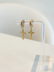“Sacred Cross” Earrings - 14k Gold