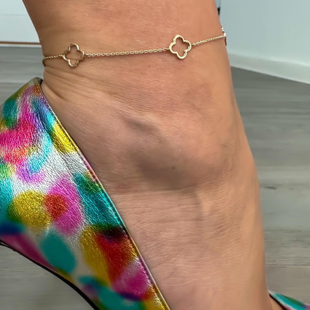 “Clover Charm” Anklet - 14k Gold