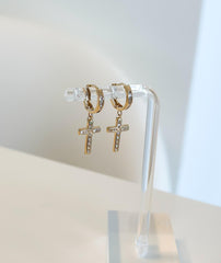 “Radiant Cross” Earrings - 14k Gold