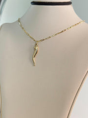 “ Italian Cornicello” Pendant - 14k Gold