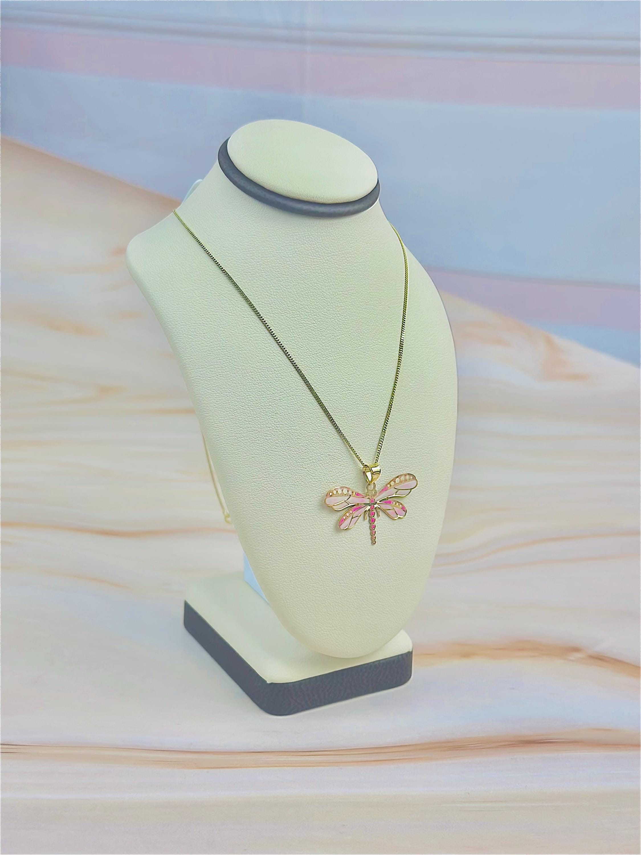 “Dragonfly Kiss” Pendant - 14k Gold