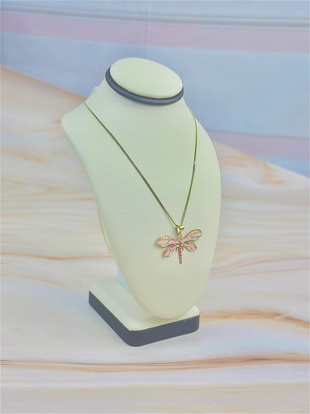 “Dragonfly Kiss” Pendant - 14k Gold