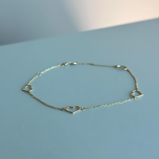 “Dainty Heartline” Anklet - 14k Gold
