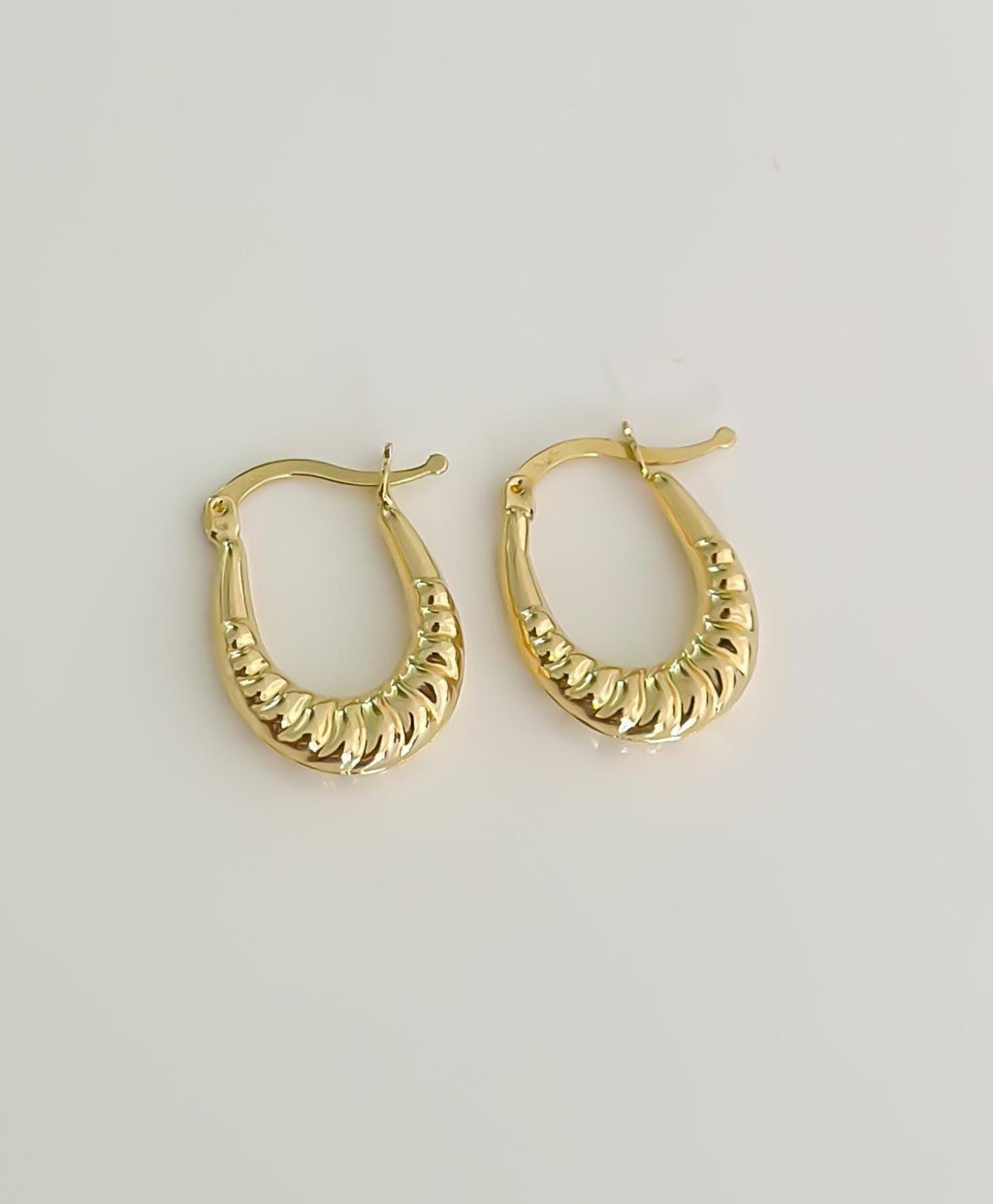 “Everyday Croissant Hoops” – 10k or 14k Solid Gold