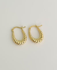 “Everyday Croissant Hoops” – 10k or 14k Solid Gold