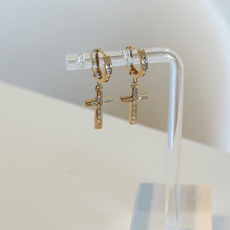 “Radiant Cross” Earrings - 14k Gold